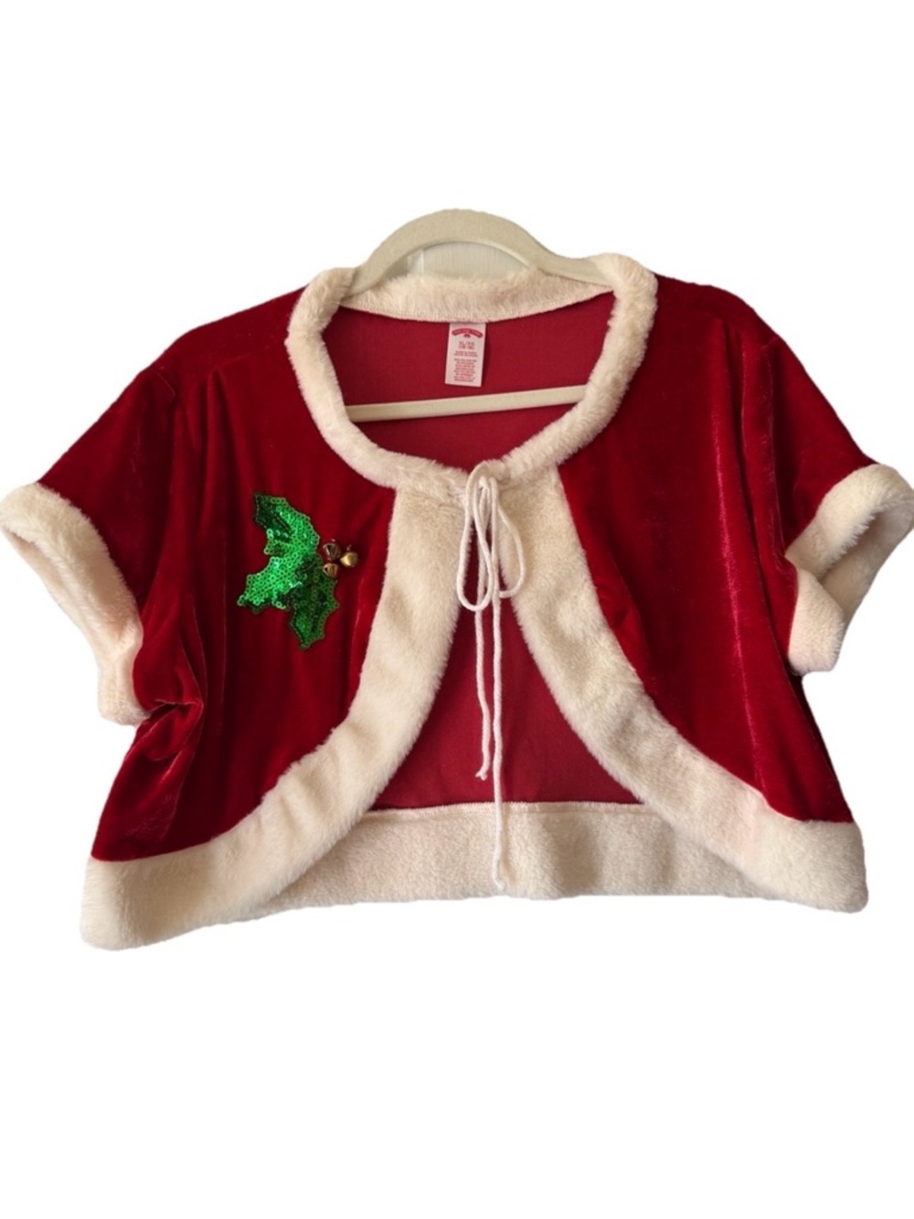 Holiday Time Mrs Claus Velvet Bolero XL Faux Fur Trim Christmas Capelet